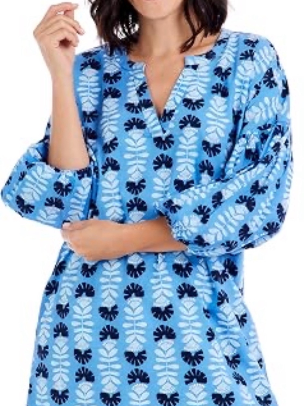 Mud Pie Light and Navy Blue Floral Sleep Tunic
